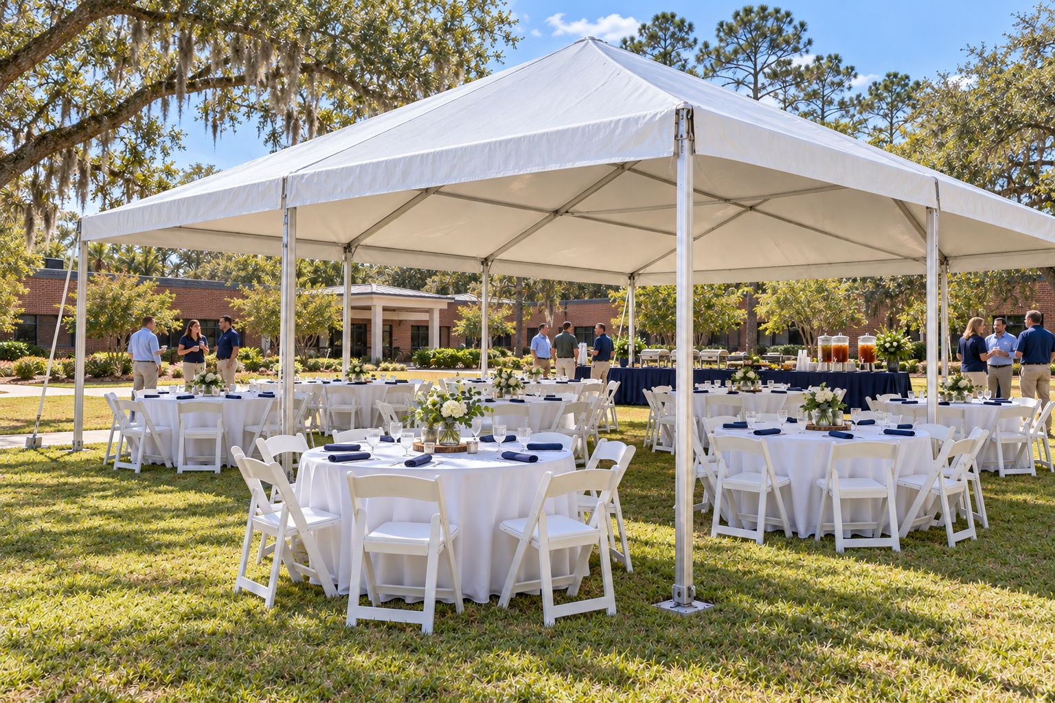 Corporate luncheon under a frame tent