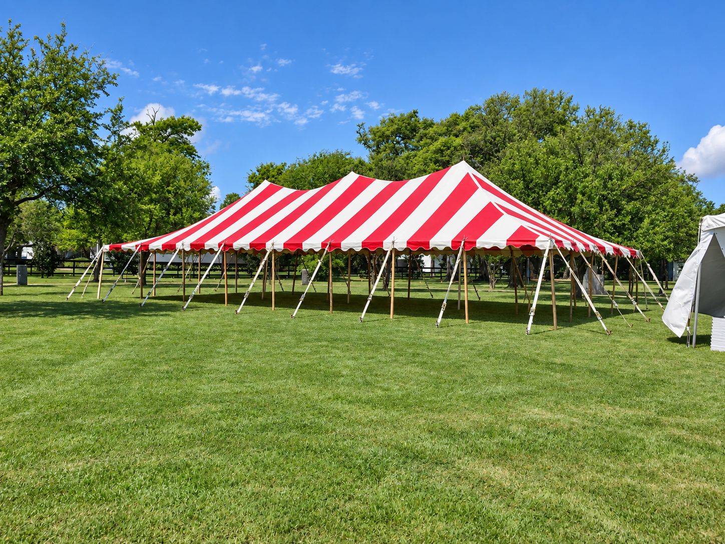 Red and white striped pole tent